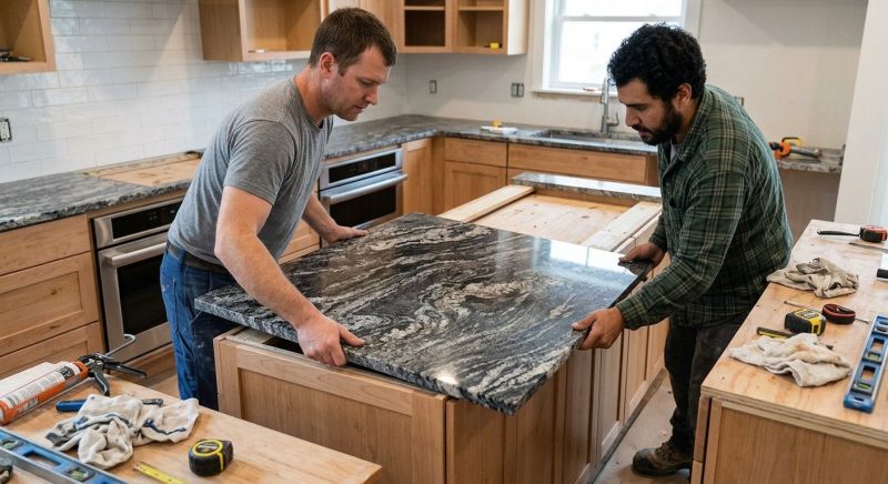 Granite Slab Installation in Lake County, IL